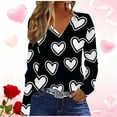 thumbnail image 1 of Qepwscx Women'S T-Shirts Long Sleeve Valentine'S Day V Neck Sweatshirt Heart Printed Womens Tunic Blouses Tops Casual Pullover Sweatshirts Spring Fall Graphic T-Shirt Holiday Party Tees Tops, 1 of 5