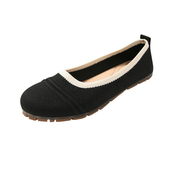Qepwscx Women's Ballets Flats Dress Shoes for Women, Women Classic Round Toe Slip Flat Walking Shoes, Women Casual Comfortable Soft Knit Black Flats Shoes