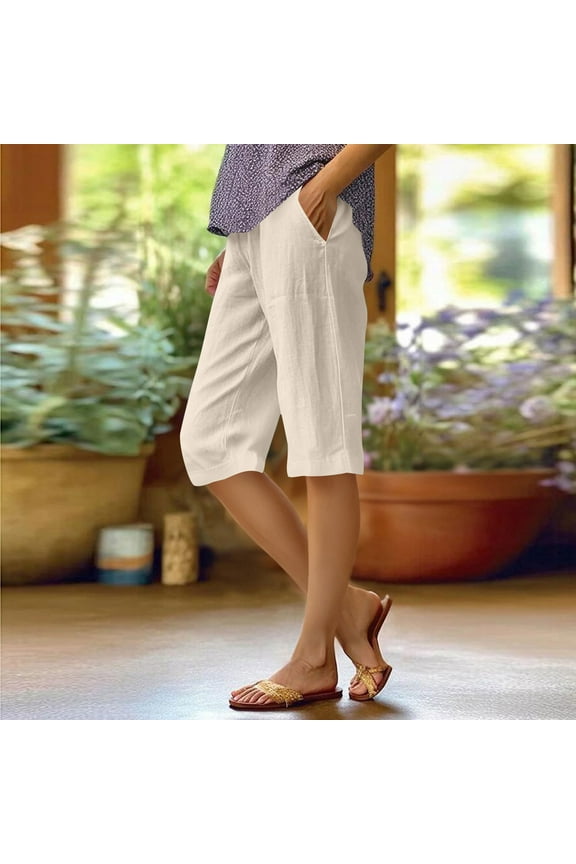 Women's Hiking Golf Shorts with Pockets 13" Knee Length Loose Shorts Elastic Waist Lightweight Walking Summer Bermuda Shorts Trendy Camping Travel Long Shorts for Women S-XXL