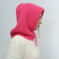 thumbnail image 1 of Qepwscx Women's Hooded Scarf Hat Beanie Skull Cap Soft Warm Knit Hat with Drawstring Hood, 1 of 3