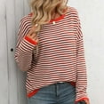 thumbnail image 1 of Qepwscx Women's Knit Tops Baggy Sweaters Top Long Sleeve Chunky Knit Pullover Tops Fashion Clothes Stripe Crew Neck Knitted Jumperes Tops 2025 Winter Shirts Loose Fits Outerwear, 1 of 8
