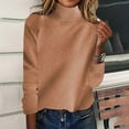 thumbnail image 1 of Qepwscx Women's Knit Tops Long Sleeve Chunky Knit Pullover Tops Hight Neck Thicken Sweaters Top Knitted Jumperes Tops 2025 Winter Shirts Outerwear Loose Fits, 1 of 6