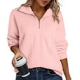 thumbnail image 1 of Qepwscx Women's Long Sleeve Tops Crew Neck T Shirts Zipper Solid/Color Collared Shirts Quarter-Zipper Top Stand Collar Sweatshirts 2025 Casual Ladies Pullover Shirts Tops Loose Fits S-XXL, 1 of 8