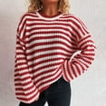 thumbnail image 1 of Qepwscx Women's Oversized Sweaters Top Long Sleeve Chunky Knit Pullover Tops Fashion Clothes Stripe Crew Neck Knitted Jumperes Tops 2025 Winter Shirts Loose Fits Outerwear, 1 of 5