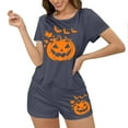 thumbnail image 1 of Qepwscx Women's Pajamas Sets 2 Piece Halloween Crew Neck Short Sleeve Sleepwear Pjs + Elastic Waist Shorts Lightweight Shirt Graphic Tops Pajama Sets Summer Going Out Outfits Loungewear M-XL, 1 of 7