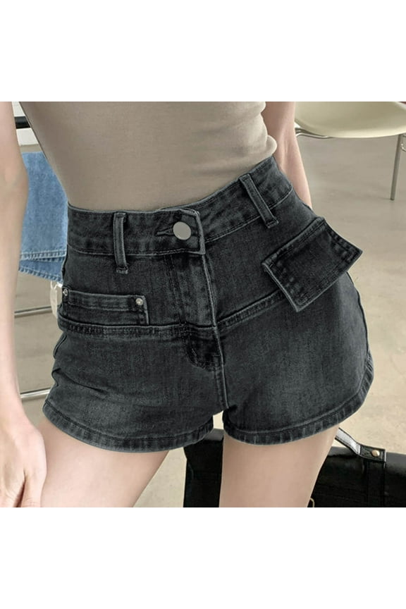 Women's Plus Size Jean Shorts Hight Rise Stretch Denim Pull On Shorts with Pockets Hot Pants Denim Shorts Nightclub Summer Beach Shorts S-XXXXL