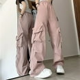 thumbnail image 1 of Qepwscx Women's Summer Cargo Pants Wide Leg Athletic Loose Jogger Pants with Pockets 2025 Lightweight Casual Lounge Baggy Trousers Outdoor Sports Holiday Pants, 1 of 3
