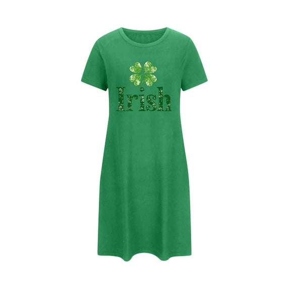 Qepwscx Women's T-Shirt Nightgown Short Sleeve Sleepshirts Irish Shamrock Printed Comfy Ladies Casual Cover Ups Nightdress St Patricks Day