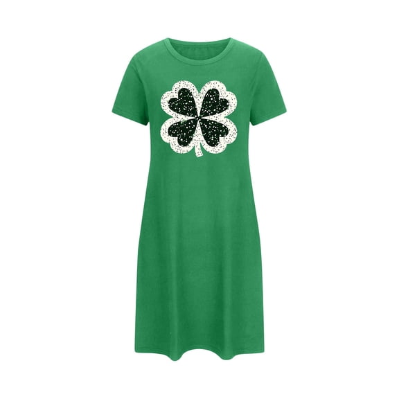 Qepwscx Women's T-Shirt Nightgown Short Sleeve Sleepshirts Irish Shamrock Printed Comfy Ladies Casual Cover Ups Nightdress St Patricks Day