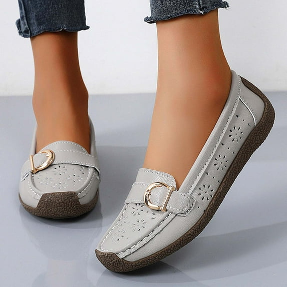 Qepwscx Women's Wide Loafers Shoes Cute Dressy Shoes Ladies Comfortable & Lightweight Leather Loafers Slip-Ons Driving Mocs Walking Shoes Slip Ons Work Shoes Business Casual Work Flats for Women