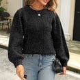 thumbnail image 1 of Qepwscx Womens Crop Sweater Top Fall 2025 Oversized Chunky Knit Long Sleeve Pullover Shiny Sweaters Crew Neck Shirt Going Out Top Knitted Jumperes Tops Winter Shirts Loose Fits, 1 of 4