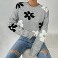 thumbnail image 1 of Qepwscx Womens Graphic Sweater Top Fall 2025 Oversized Chunky Knit Long Sleeve Floral Print Pullover Sweaters Crew Neck Shirt Going Out Top Knitted Jumperes Tops Winter Shirts Loose Fits, 1 of 6