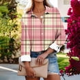 thumbnail image 1 of Qepwscx Womens Long Sleeve Shirts Tops for Women V Neck Plaid Print Casual Blouses Going Out Tops Graphic Tees Spring Fall Top Basic Loose Fits Business Tshirts for Women S-XXXL, 1 of 6