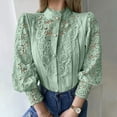 thumbnail image 1 of Qepwscx Womens Long Sleeves Shirt lace Cutout Vintage Pleated Button Up Dressy Shirt Lightweight Top & Blouse 2025 Fashion ﻿, 1 of 9
