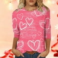 thumbnail image 1 of Qepwscx Womens Shirts 3/4 Long Sleeve Valentine'S Day Crewneck Sweatshirt Love Heart Printed Womens Blouses Plus Size Fall Tops Pullover Sweatshirt Graphic Tshirts Gifts Tee Tops, 1 of 7