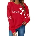 thumbnail image 1 of Qepwscx Womens Shirts Long Sleeve Red Valentine'S Day Crewneck Sweatshirt Love Heart Printed Ladies Blouses Tops For Women Trendy Pullover Sweatshirt Graphic Tops & T-Shirtsholiday Party Tees Tops, 1 of 7