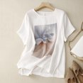 thumbnail image 1 of Qepwscx Womens Short Sleeve Shirts Tops for Women Crew Neck Solid Sweatshirt for Women Casual Blouses Going Out Tops Graphic Basic Tees Top Loose Fits Business Tshirts for Women S-XXXL, 1 of 3