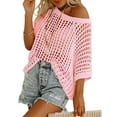 thumbnail image 1 of Qepwscx Womens Sweater Top Fall 2025 Oversized Knit short Sleeve Cutout Pullover Sweaters, 1 of 7