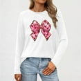 thumbnail image 1 of Qepwscx Womens T Shirts Long Sleeve Valentine'S Day Crewneck Sweatshirt Bow Printed Blouses Casual Tops Pullover Sweatshirt Graphic Plus Size Heart Shirt Outside Top Blouse T-Shirts, 1 of 5