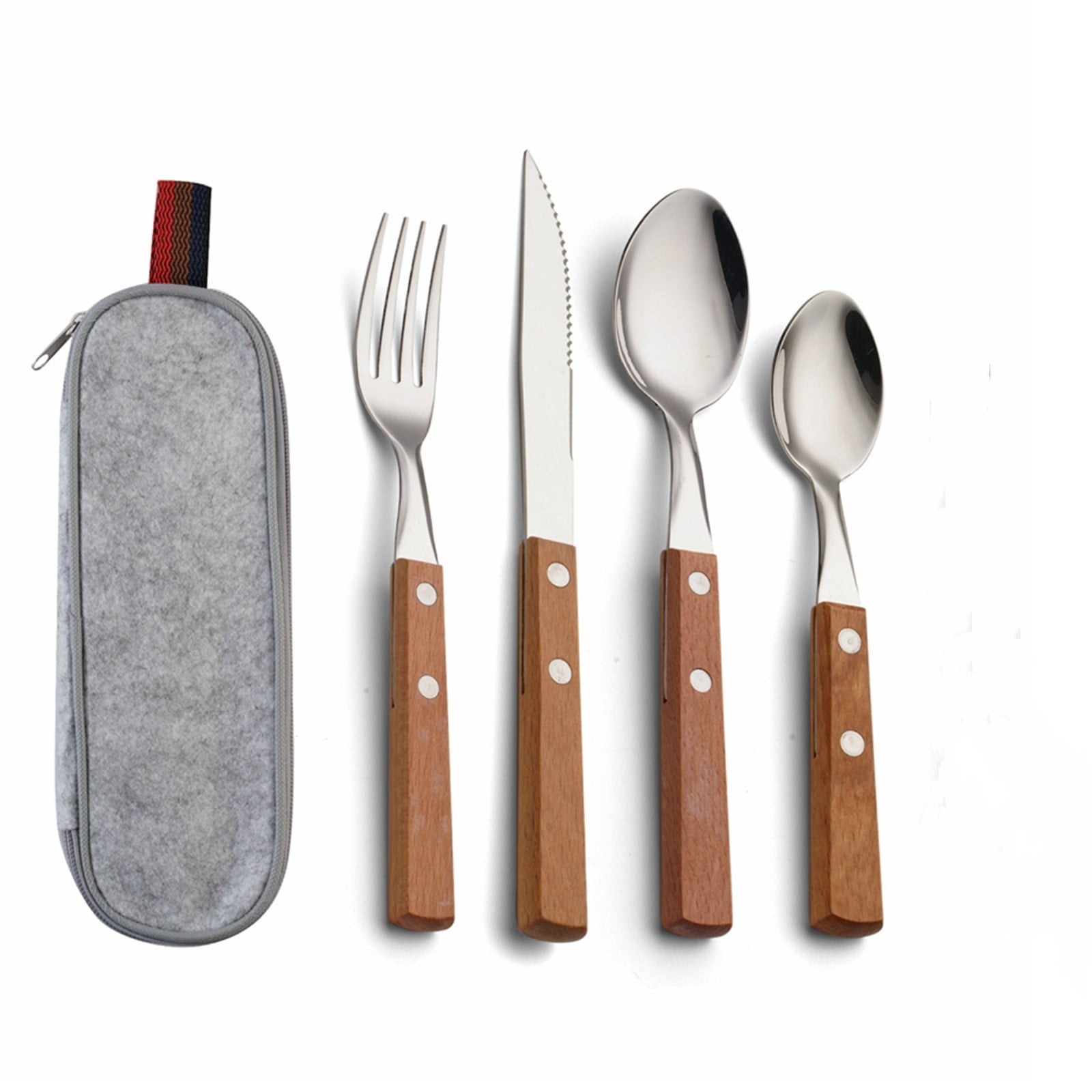 Qesai Travel Utensil Set with Case, 5Piece Reusable Utensils