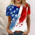 thumbnail image 1 of Qetyuw 4th of July Shirts for Women Funny Patriotic Red White and Blue Print Tshirts Elegant Short Sleeve Tees Classic Round Neck Blouses Tops Memorial Day Gifts, 1 of 6