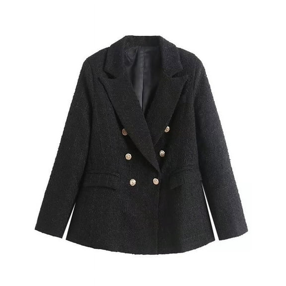Qetyuw Blazers for Women Long Sleeve Office Cardigans Blazer Double Breasted Lapel Casual Jacket Outwear