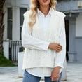 thumbnail image 1 of Qetyuw Cable Knitted Sweater for Women Chunky Sleeveless V Neck Sweaters Vests Solid Color Casual Loose Fit Pullover Jumpers, 1 of 6