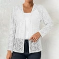 thumbnail image 1 of Qetyuw Cardigan for Women Sheer Lace Shirts Open Front Jacket Lightweight Long Sleeve Outerwear Elegant Loose Fit Cardigan Solid Color Hollow Out Tops Blouses, 1 of 5