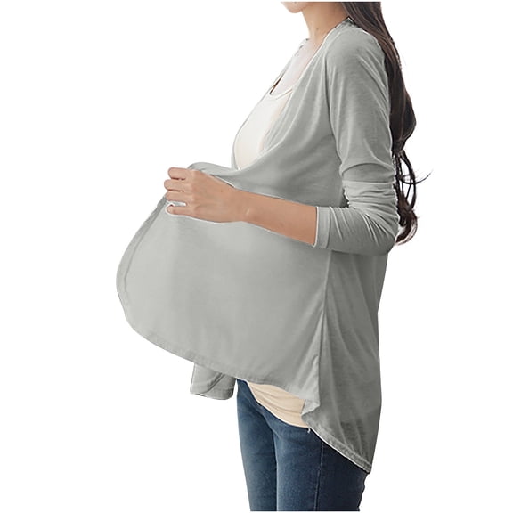 Qetyuw Cardigant for Women Lightweight Open Front Jacket Long Sleeve Sun Protection Shirts Casual Sleep Cover Up Shawl Solid Color Elegant Sheer Cardigan