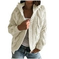 thumbnail image 1 of Qetyuw Chunky Sweater Cardigan for Women Crochet Knit Long Sleeve Open Front Cardigans Loose Casual Coat, 1 of 4