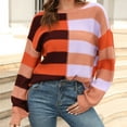 thumbnail image 1 of Qetyuw Color Block Sweater for Women Knitted Crew Neck Long Sleeve Pullover Sweaters Overszied Chunky Casual Jumpers, 1 of 5