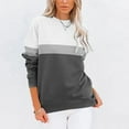 thumbnail image 1 of Qetyuw Contrast Color Pullover for Women Crewneck Long Sleeve Sweatshirt Fahion Strip Print Tops with Pocket Cozy Loose Fit Blouse, 1 of 5