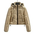 thumbnail image 1 of Qetyuw Crop Puffer Jacket for Women Winter Warm Long Sleeve Open Front Down Coat Full Zip Up Casual Hooded Jacket, 1 of 9