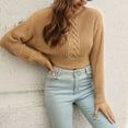 thumbnail image 1 of Qetyuw Crop Turtleneck Sweater for Women Solid Color Casual Chunky Pullover Sweaters Crochet Knit Long Sleeve Jumper, 1 of 1