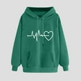 thumbnail image 1 of Qetyuw Cute Heart Beat Graphic Hoodies for Women Long Sleeve Drawstring Sweatshirts With Pockets Fashion Casual Pullover Tops, 1 of 6