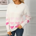 thumbnail image 1 of Qetyuw Cute Heart Print Sweater for Women Chunky Crew Neck Long Sleeve Jumpers Casual Loose Fit Pullover Sweaters, 1 of 9