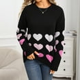 thumbnail image 1 of Qetyuw Cute Heart Print Sweater for Women Chunky Crew Neck Long Sleeve Jumpers Casual Loose Fit Pullover Sweaters, 1 of 9