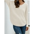 thumbnail image 1 of Qetyuw Fall Casual Sweater for Women Solid Color V Neck Long Sleeve Pullover Sweaters Casual Loose Fit Curved Hem Jumpers, 1 of 3