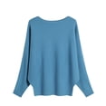 thumbnail image 1 of Qetyuw Fall Knitted Sweater for Women Batwing Long Sleeve Boat Neck Pullover Sweaters Solid Color Knit Casual Jumpers, 1 of 5