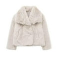 thumbnail image 1 of Qetyuw Faux Fur Coat for Women Winter Long Sleeve Open Front Crop Jacket Casual Warm Chunky Coats Outwear, 1 of 4