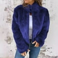 thumbnail image 1 of Qetyuw Faux Fur Crop Jacket for Women Full Zip Up Long Sleeve Open Front Jackets Lapel Casual Loose Fit Coat, 1 of 6