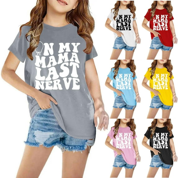 Qetyuw Girls Shirts Size 7-8 Summer Casual Graphic Tees Children Boys Girls Comfy Crew Neck Tops Girls Clothes Short Sleeve T Shirts