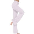 thumbnail image 1 of Qetyuw High Waist Yoga Pants for Women Drawstring Straight Leg Pants with Pockets Summer Modal Flare Leggings Workout Casual Gym Trousers, 1 of 3