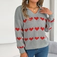 thumbnail image 1 of Qetyuw Oversized Sweater for Women Heart Print V Neck Long Sleeve Sweaters Fall Hollow Out Casual Pullover Jumpers, 1 of 7