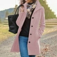 thumbnail image 1 of Qetyuw Pea Coats for Women Wool Blend Stand Collar Overcoats Single Breasted Trench Coat Plus Size Fleece Button Down Outerwear Jacket with Pockets, 1 of 6