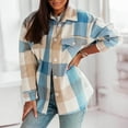 thumbnail image 1 of Qetyuw Plaid Jacket for Women Long Sleeve Fashion Loose Fit Jackets Button Down Lapel Casual Coat Outwear, 1 of 5