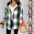 thumbnail image 1 of Qetyuw Plaid Jacket for Women Thicken Sherpa Fleece Lined Hooded Jackets Winter Button Down Shacket with Pockets, 1 of 8