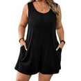 thumbnail image 1 of Qetyuw Plus Size Onesie Pajamas for Women Summer Sleeveless Overalls with Pockets Wide Leg Shorts Jumpsuits Cozy Comfy Beach Romper, 1 of 9