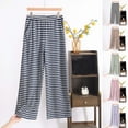 thumbnail image 1 of Qetyuw Plus Size Pajama Pants Women Soft Long Sleep Pants Striped Pjs Elastic Waist Lightweight Comfy Sleep Pants with Pocket, 1 of 5