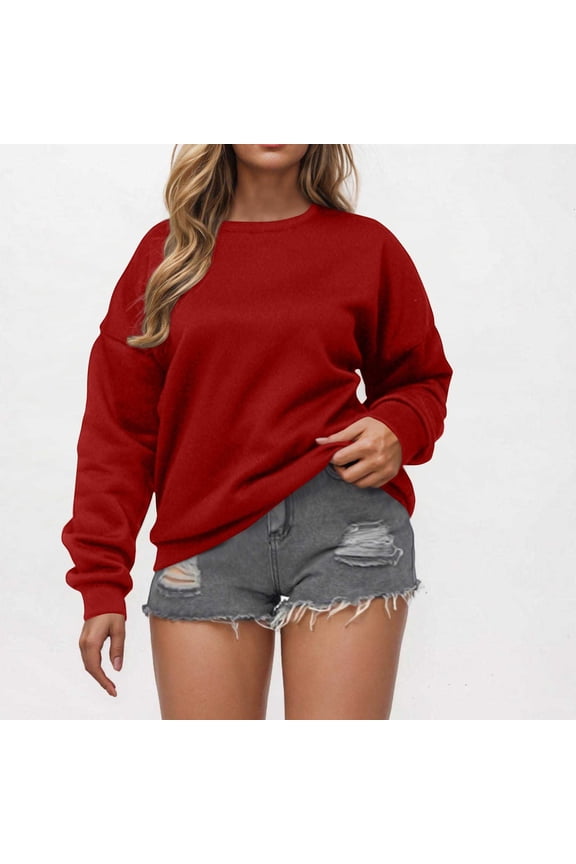 Plus Size Sweatshirt for Women Fashion Drop Shoulder Long Sleeve Tops Loose Crew Neck Pullover Fall Thic Comfy Blouse